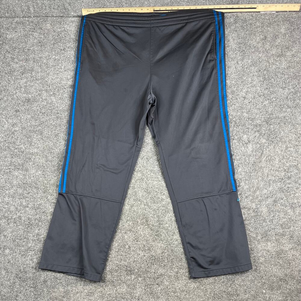 Adidas Track Pants Mens Size XL Gray Blue Stripe Athletic Jogger Workout